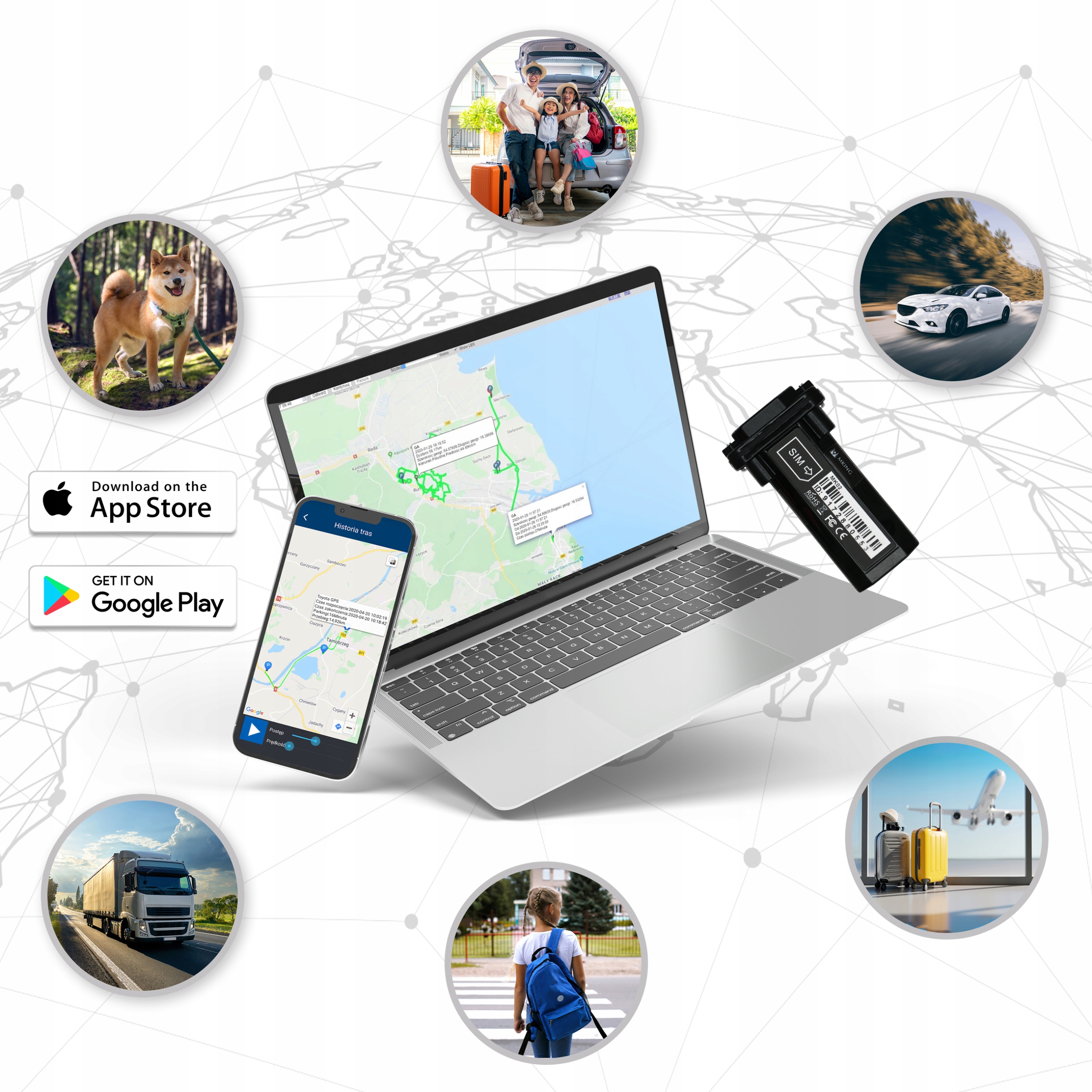 Lokalizator GPS BEZ ABONAMENTU APLIKACJA ŚLEDZENIE POJAZDU ŁODZI MK02 Producent MKING GPS