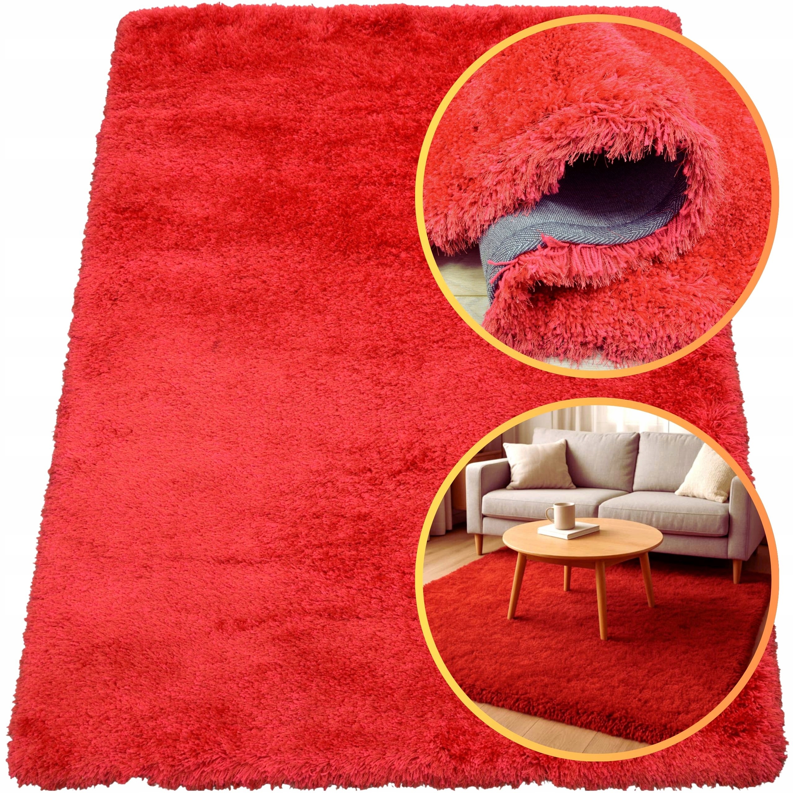 Koberec 200x290 Shaggy Macho Červený Koberec Do Obývacího Pokoje Koberec Do Ložnice