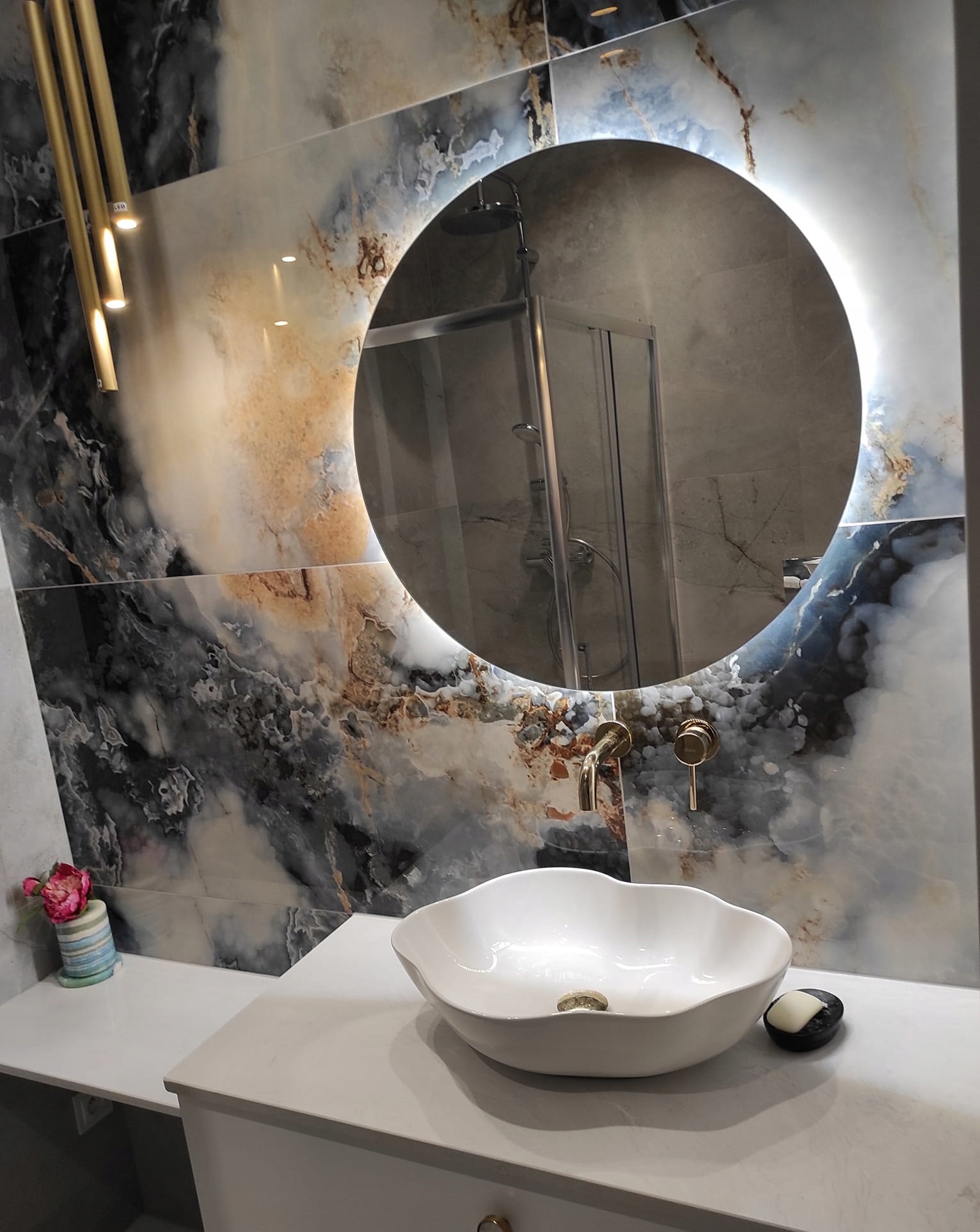 LUSTRO OKRĄGŁE PODŚWIETLANE LED fi 80cm ŁAZIENKOWE Średnica 80 cm