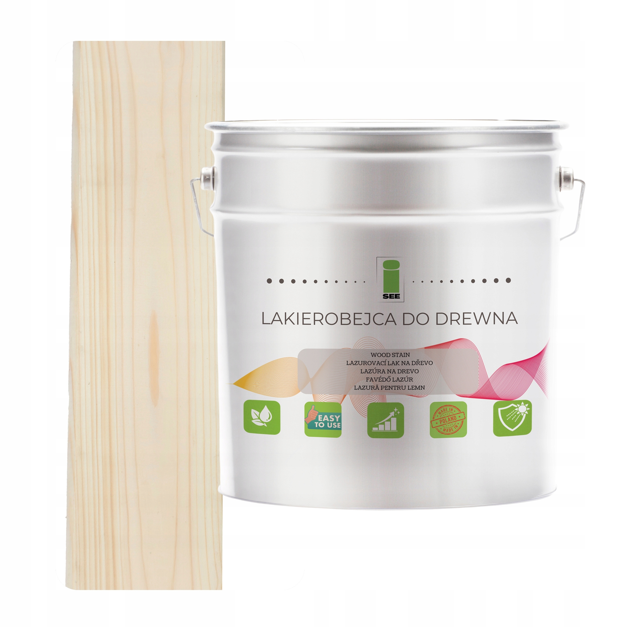 Lak na dřevo bezbarvý, hydrofobní, bez zápachu, satén 3v1 5L D000