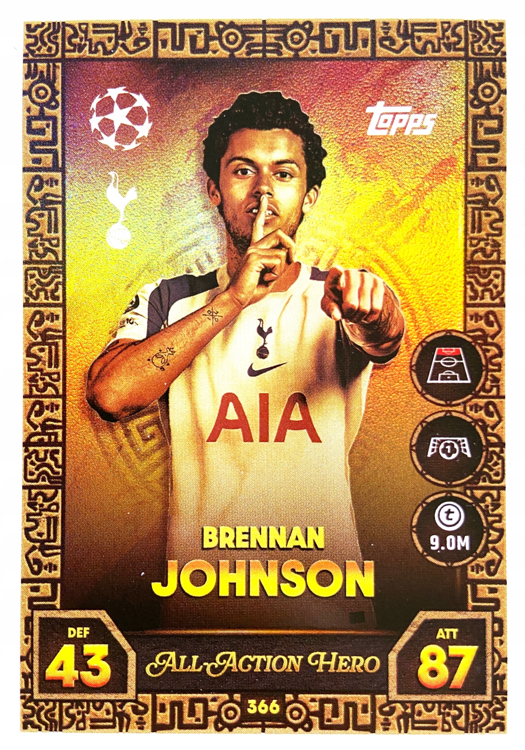 Match Attax Ucl 2025/26 2026 All-action Hero 366 Brennan Johnston Tottenham