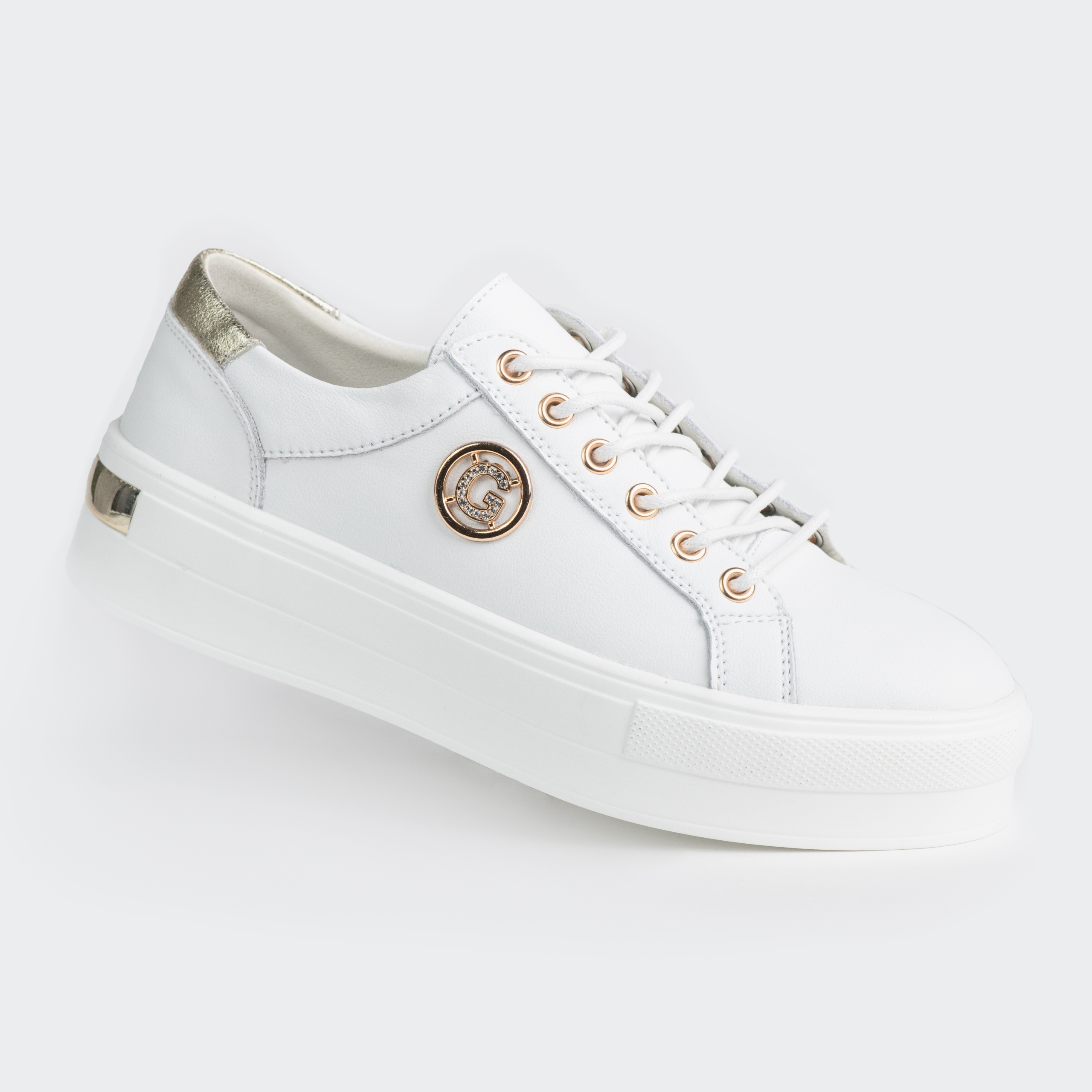 Polobotky přírodní kůže Goodin GD-XF-138 vyšší podrážka bílá 37