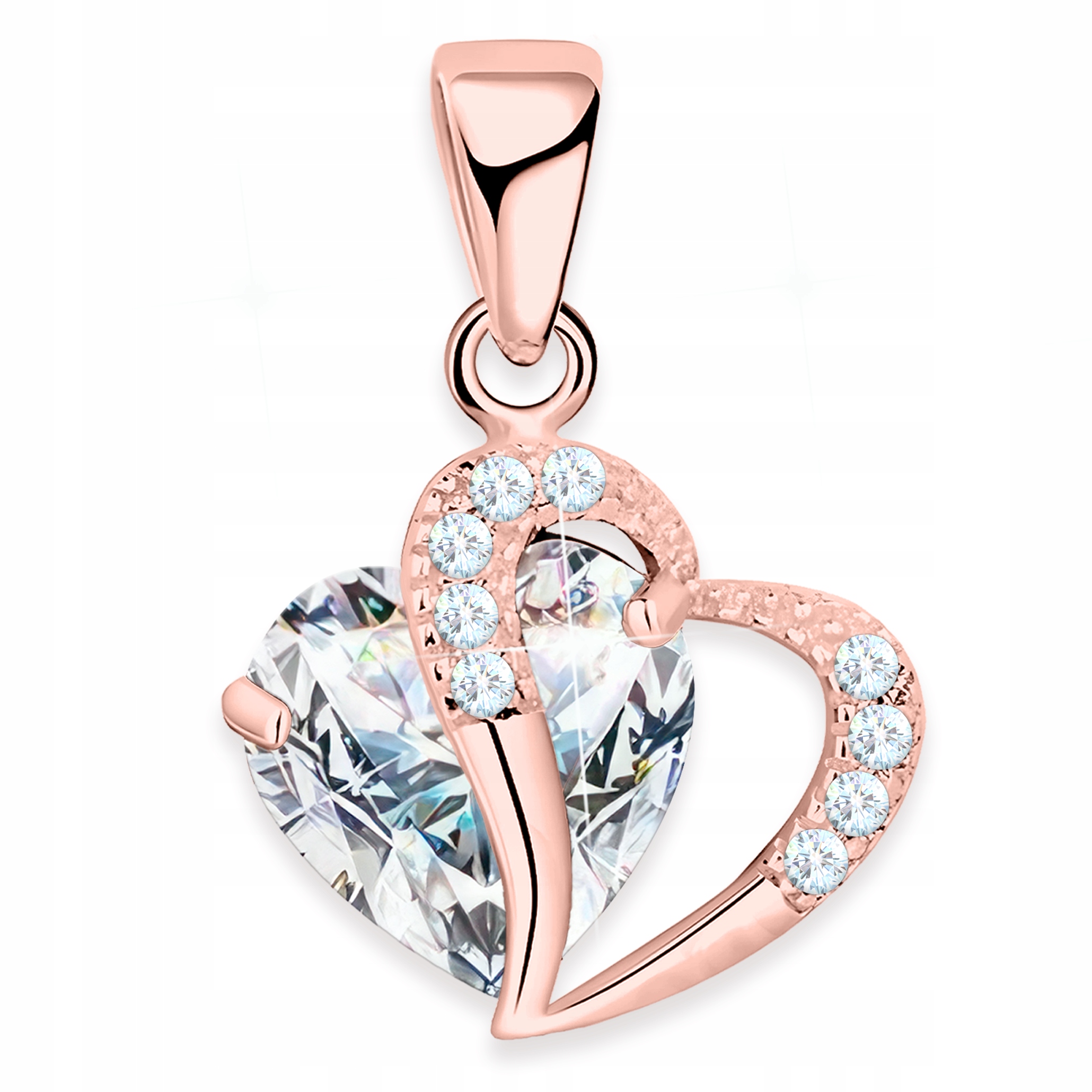 Pozlacený přívěsek 925 Bílé křišťálové dvojité srdce Srdíčko Zirkon