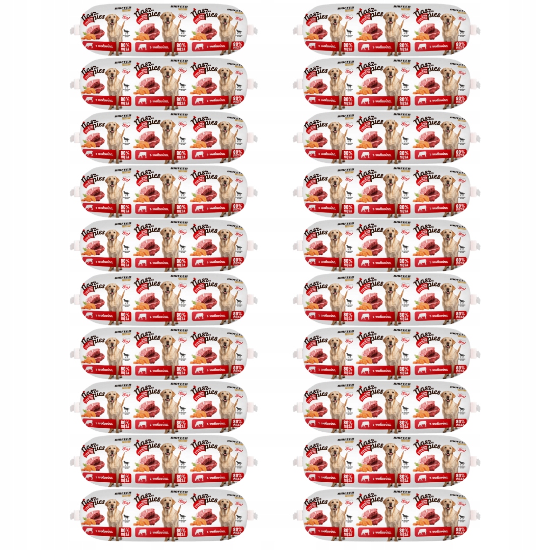 Biofeed Náš Pes Tyčinka pro psy Vlhké krmivo z hovězího masa 80 % masa 1 kg x 20