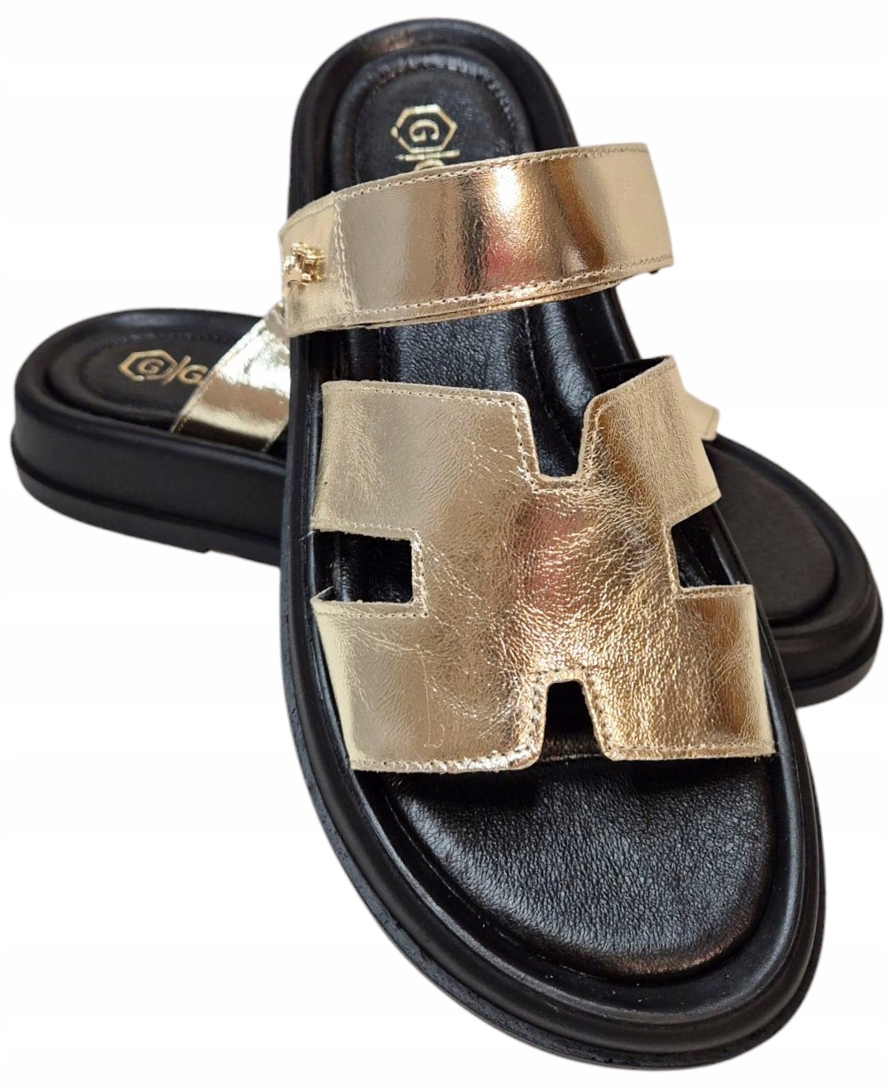 Nazouváky Gamis 7540 zlaté barvy s nastavitelným páskem, kožené, vel. 38