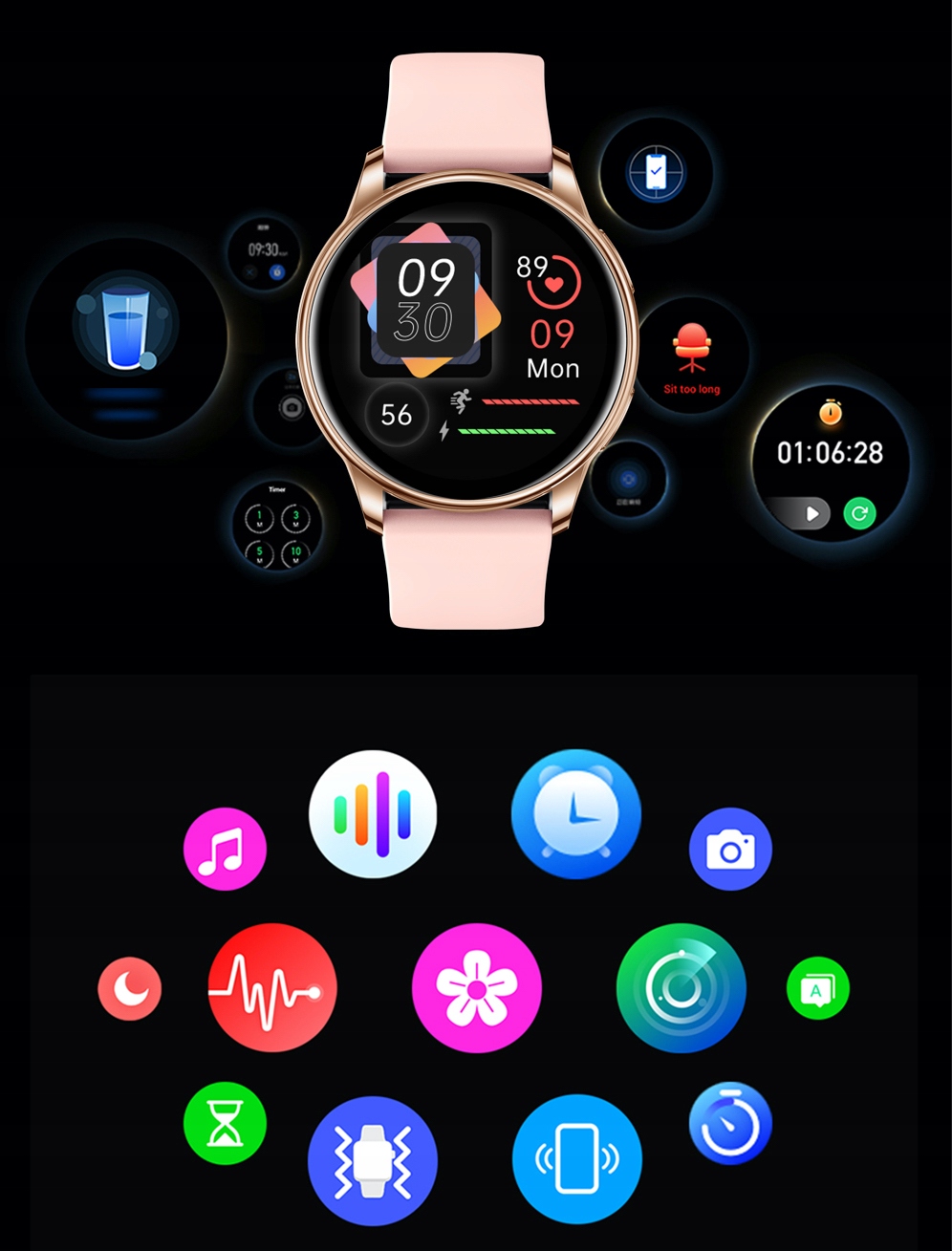 SMARTWATCH ZEGAREK DAMSKI MENU POLSKIE SPORT PULS ROZMOWY SMART WATCH PL Kompatybilność systemowa Android iOS Windows Phone