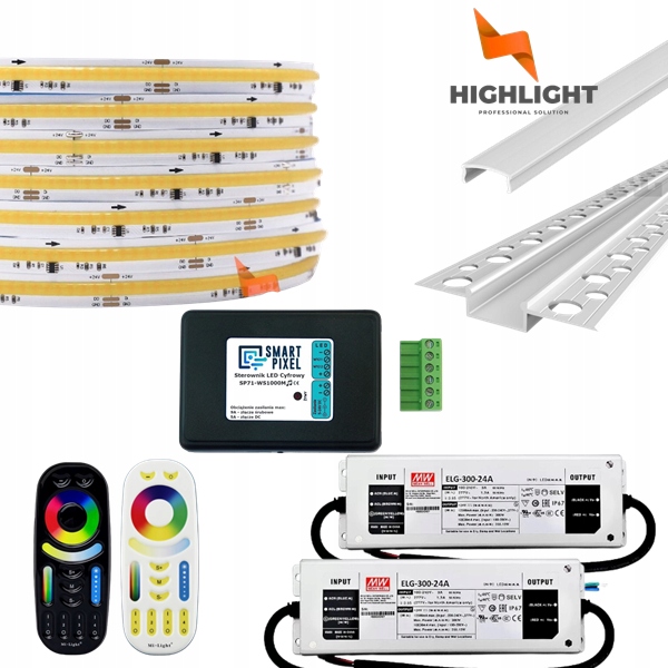 40m Sada Fasáda Led pásik Digitálny Cob Mono 11W 24V IP65+Strieborný profil