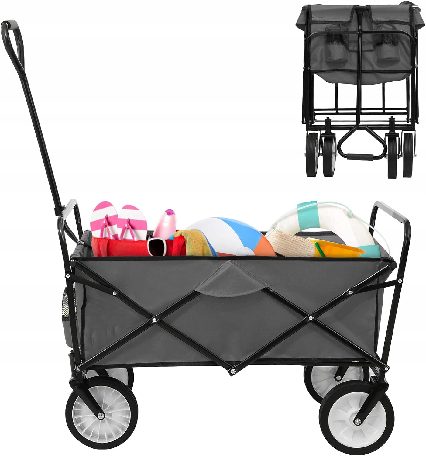 Wózek Transportowy Składany Ogrodowy Plażowy Przyczepka Ogrodowa Premium