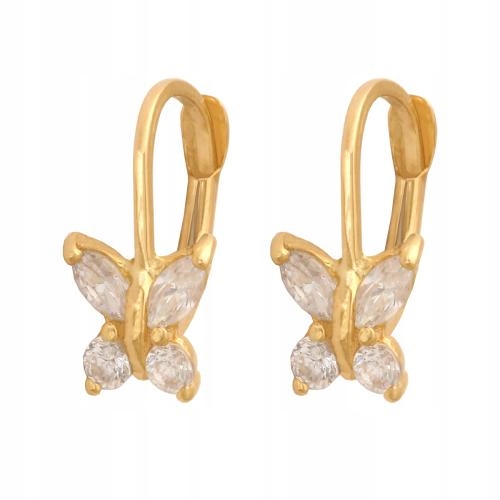 Náušnice ze zlata 585 s motýlky a zirkony jako dárek pro milovanou osobu 14 let