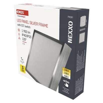 Led panel nástěnný Nexxo, čtverec, stříbrný, 21W, Cct