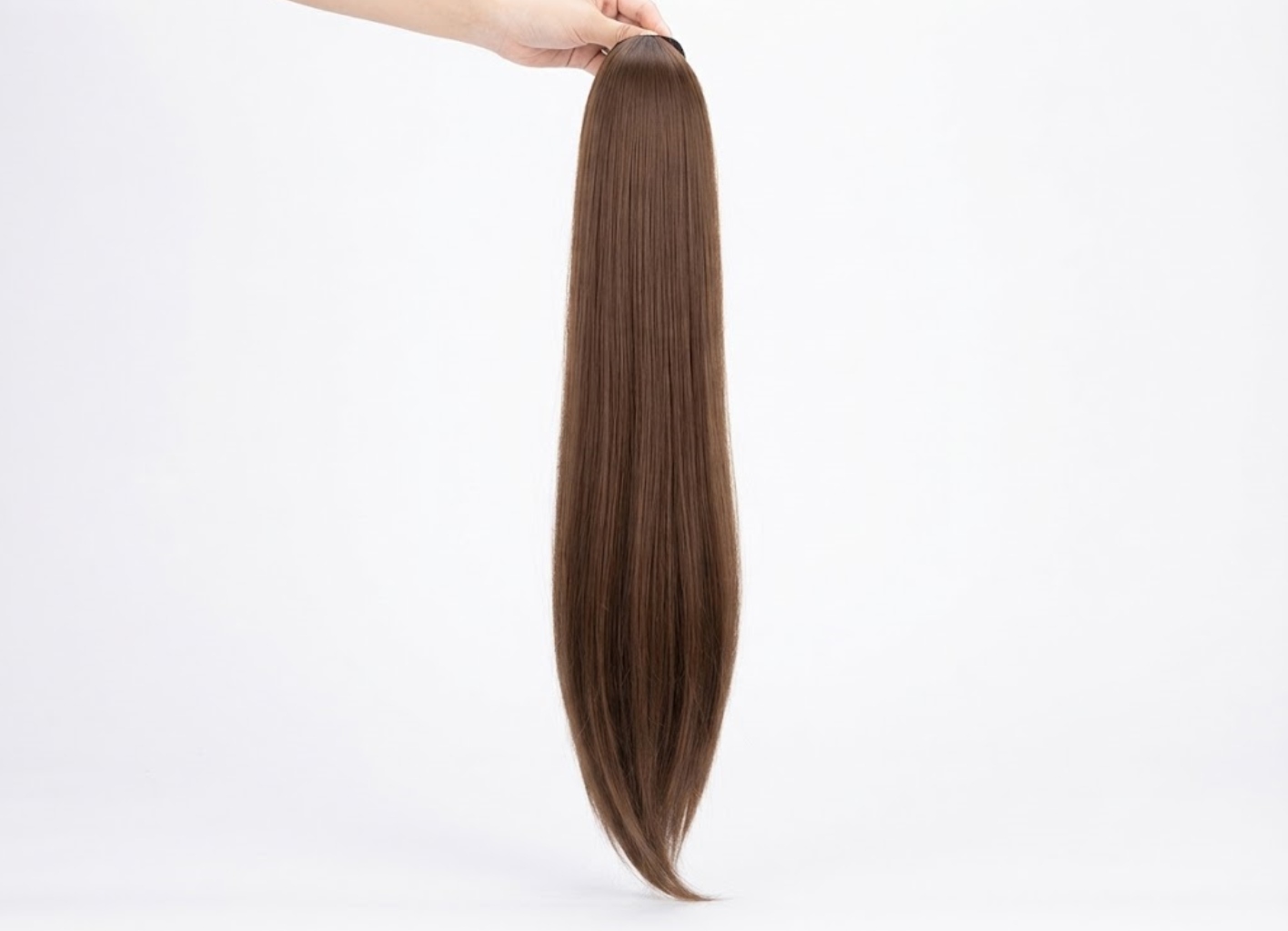 Dlouhý Culík 70 CM Na Sponě Klip Spona Do Vlasů Hnědá