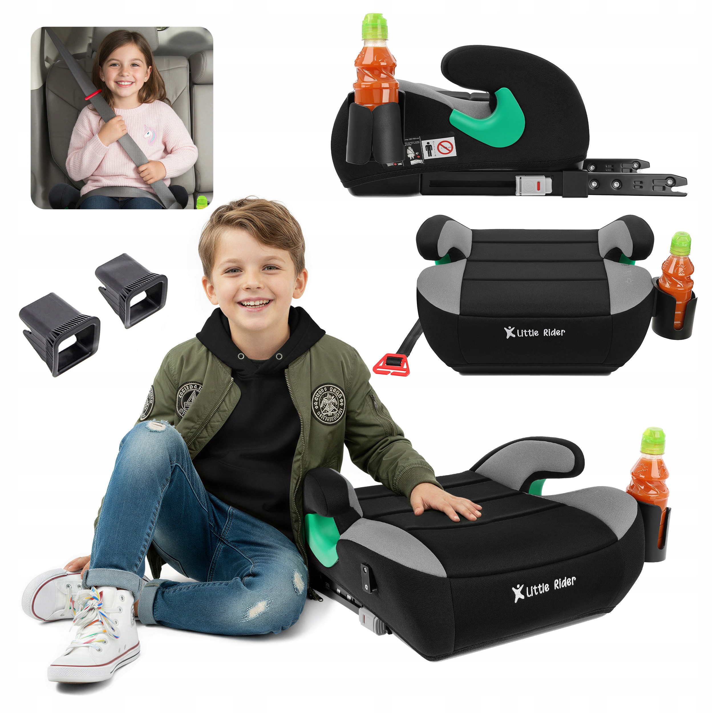 Fotelik Samochodowy Podkładka Siedzisko Z Isofix Czarno-szary R129 125-150