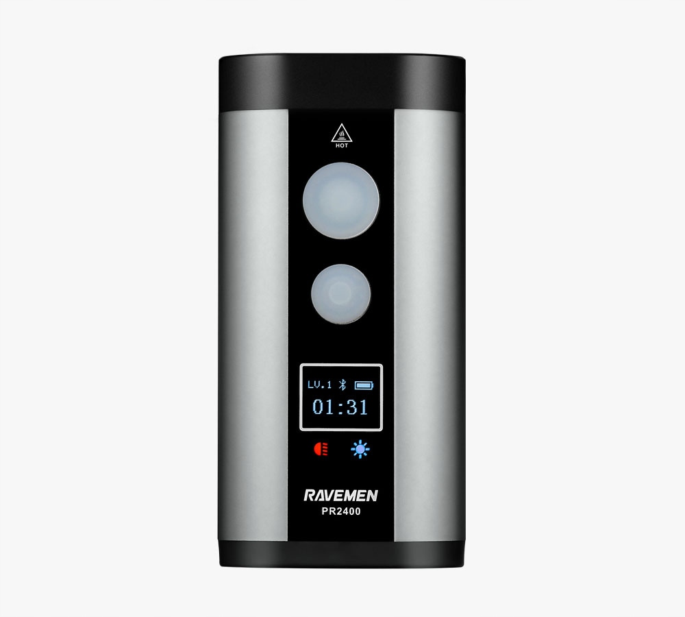 Přední světlo Ravemen PR2400 – kapacita akumulátoru 8 Ah, 2400 lumenů, 282 g