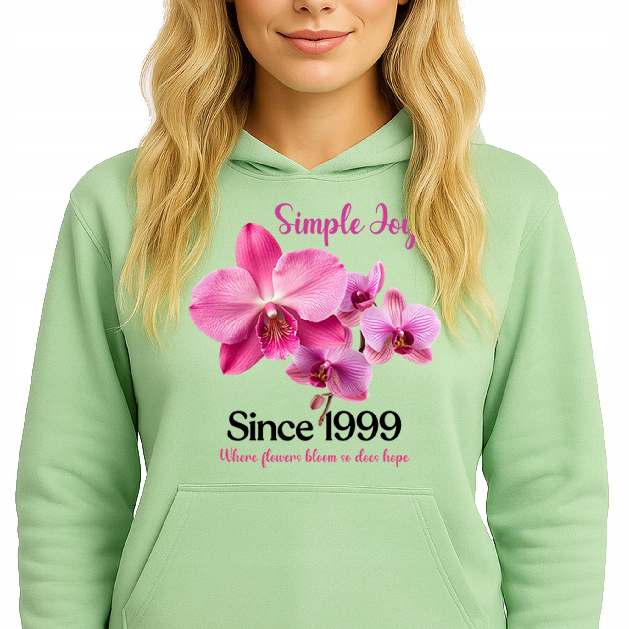 Mikina S Kapucí Hoodie Pistachio Green Bavlněná Módní Simple Joy Vel M