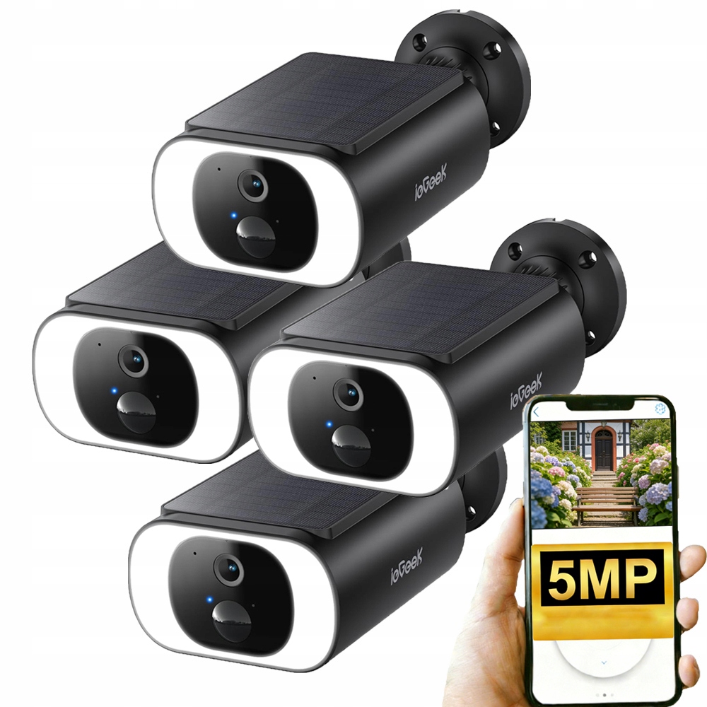 4x5MP venkovní monitorovací kamera se solárním panelem s barevným nočním viděním