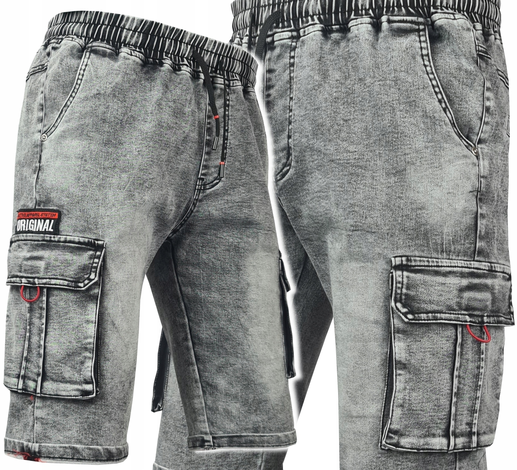 

Spodenki Jeans Bojówki Kieszenie Gumka Wygodne 4XL