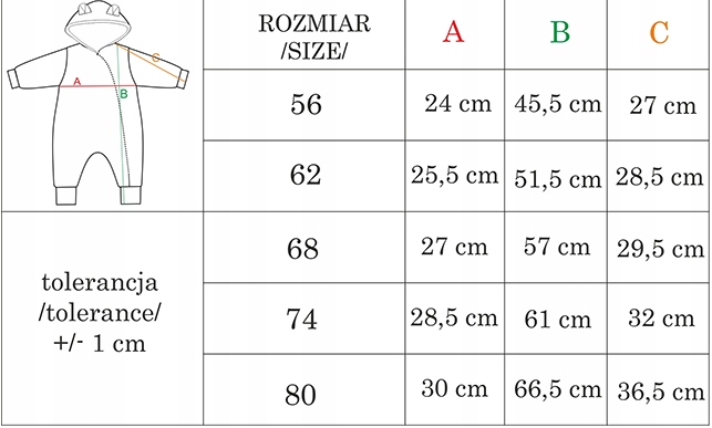 Pajac dresowy MICHALINA II 74 Rozmiar 74