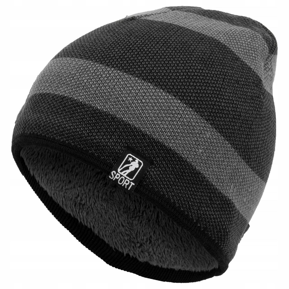 

W352A Ciepła czapka dzianinowa ocieplona futerkiem