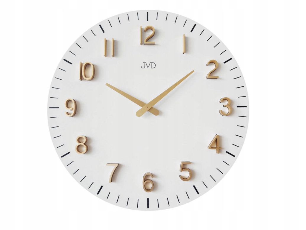 Nástenné Hodiny Jvd HC404.1 40 cm Zlaté Ručičky Elegantná Drevená Biela