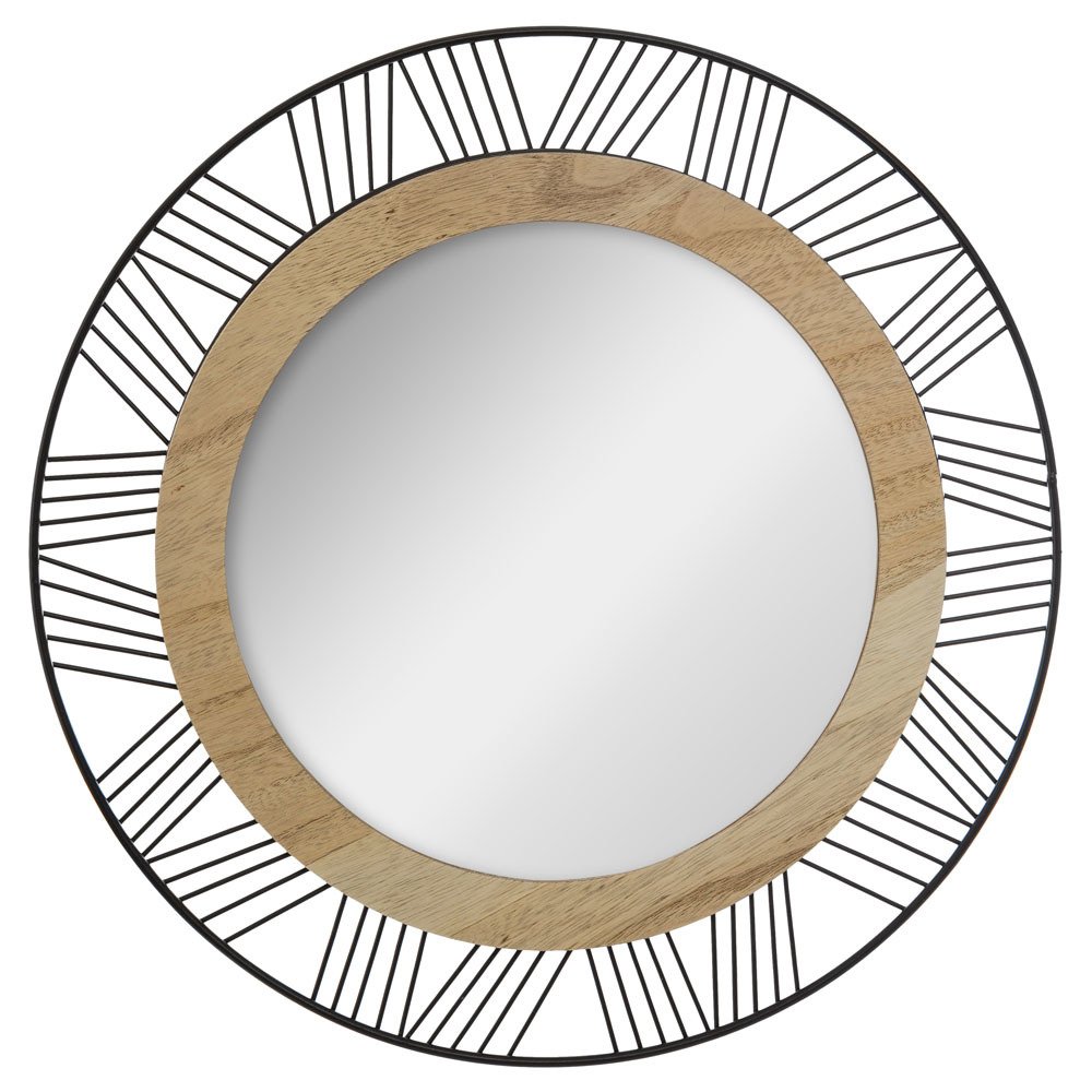 

Okrągłe Lustro Ścienne Z Drewna I Metalu 45 cm