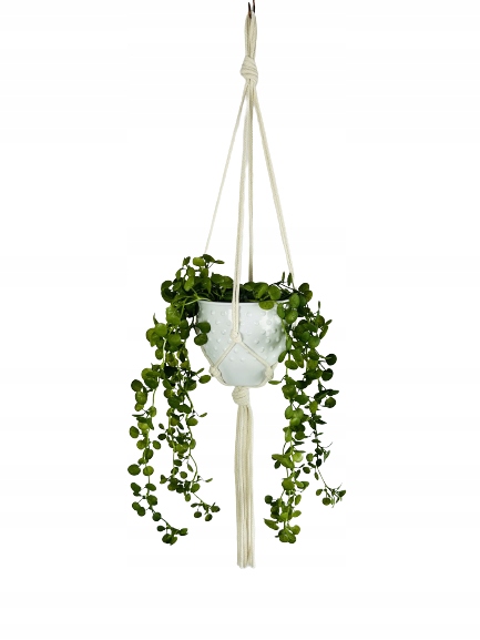 

Kwietnik wiszący makrama ze sznurka boho Kość