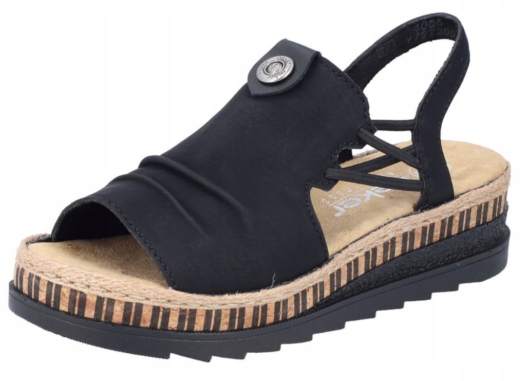 Rieker V7972-00 vel.37 černé pohodlné sandály na klínku