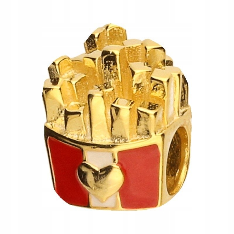 Přívěsek na náramky Stříbro 925 pozlacený červený smalt 3.06 g dárek