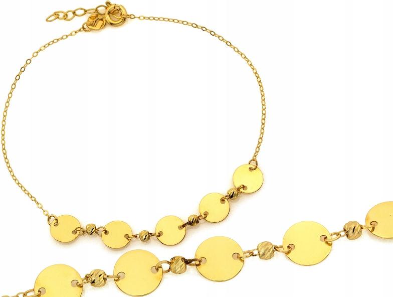 Zlatý náramek 585 dámský řetízek s kroužky r19 jako dárek 14kt