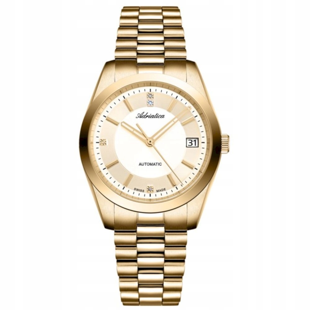 Dámské hodinky Adriatica A3802.1111AD zlaté automatické Swiss Made s diamanty