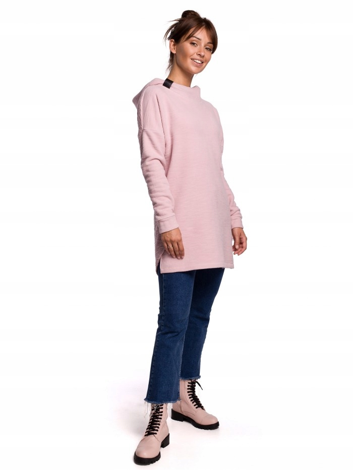 

Eu L/XL B176 Asymetryczna bluza z kapturem - pudro