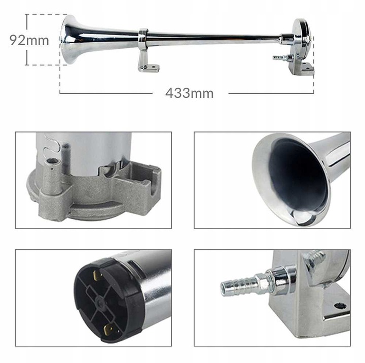 KLAKSON JAK TIR FANFARA TRĄBKA Z KOMPRESOREM GŁOŚNA 150dB PNEUMATYCZNA 12V Producent części Jacky Auto Sport