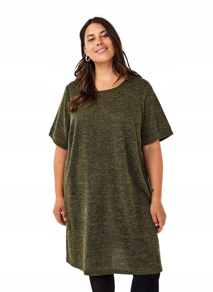 Zizzi Plus Size Zizzi Pohodlné Zelené Šaty 405B 64