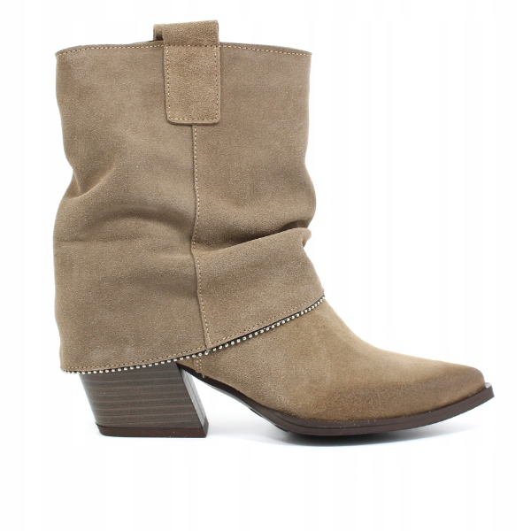 Béžové kovbojské boty ze semiše s vyhrnovacím svrškem Gamis 7678 r41