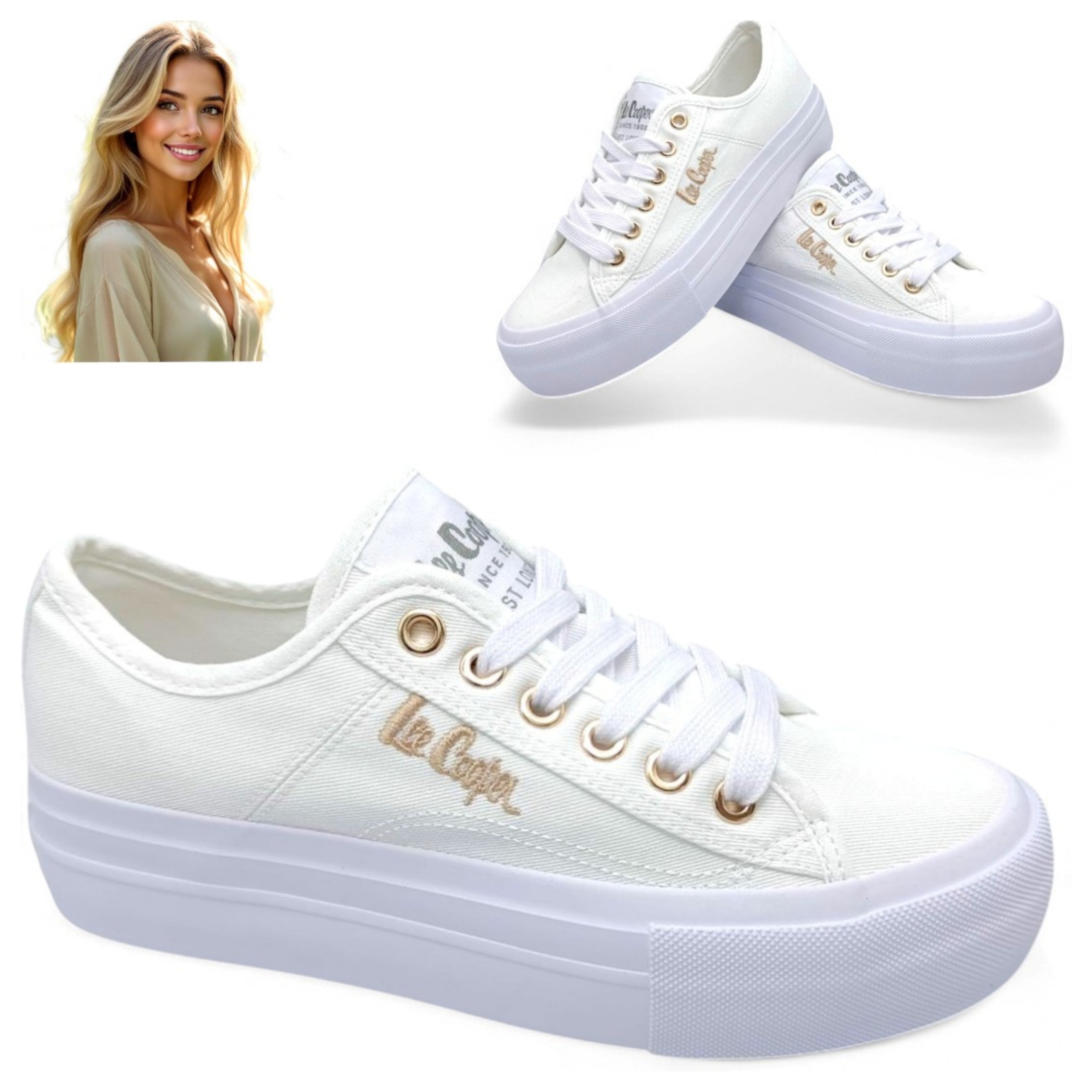 Lee Cooper 38 Dámské tenisky na silné podrážce Klasické tenisky, bílé