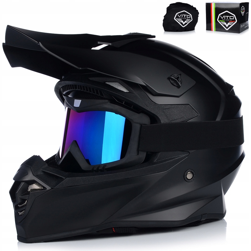 Motocyklová Přilba Vito Tivoli Mat Off-road Enduro Cross Quad Atv Brýle