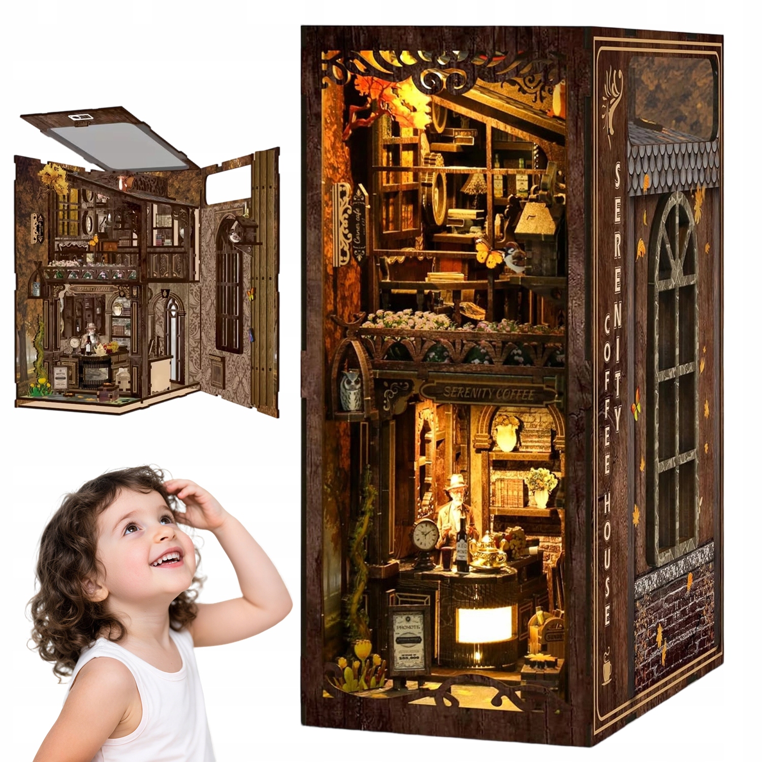 Zestaw Modelarski Diy Book Nook Kawiarnia Retro 289 Elementów Dekoracja