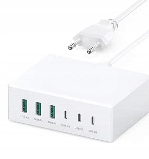 Usb Hub Rozbočovač 6 Portů Pro Nabíjení 3X Usb, 3X Usb-c Bílý