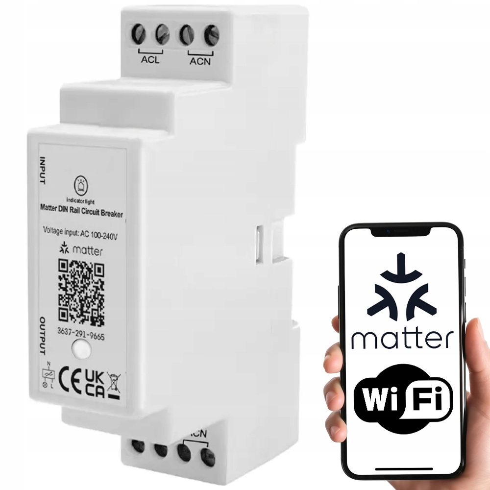 Inteligentny przekaźnik 16A na szynę Din 1P Seria Gl WiFi Matter