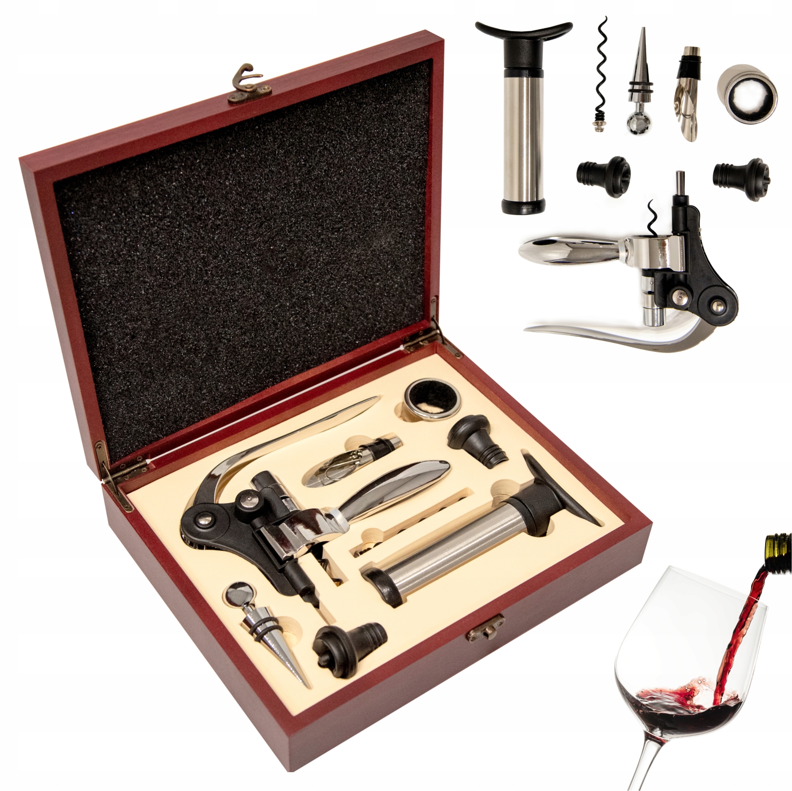 Sada Na Víno v krabičce, vývrtka, Vakuová Pumpka, otvírák na Dárek