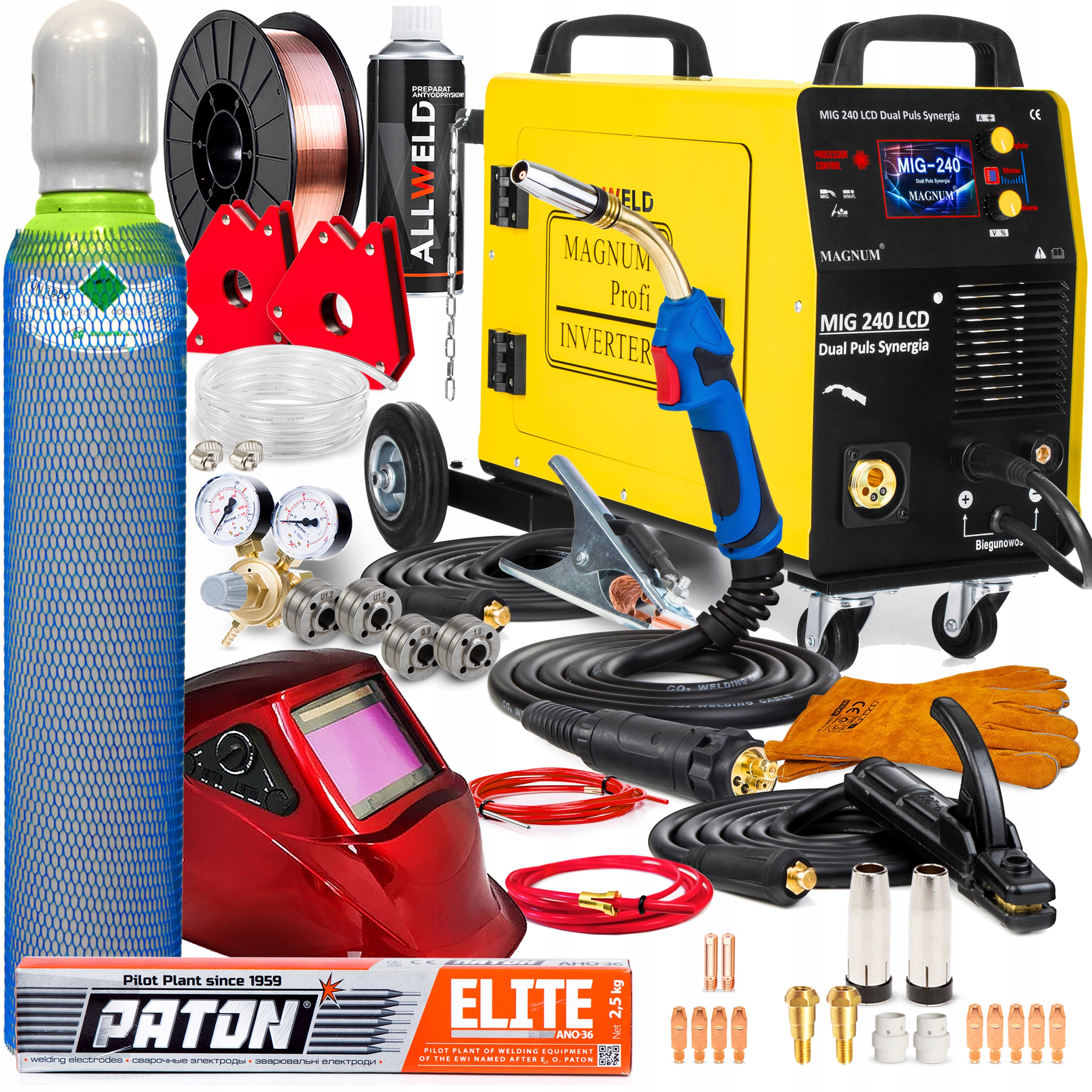 Poloautomatický Svařovací Stroj Magnum Mig 240 LCD Dual Puls Synergie 3V1