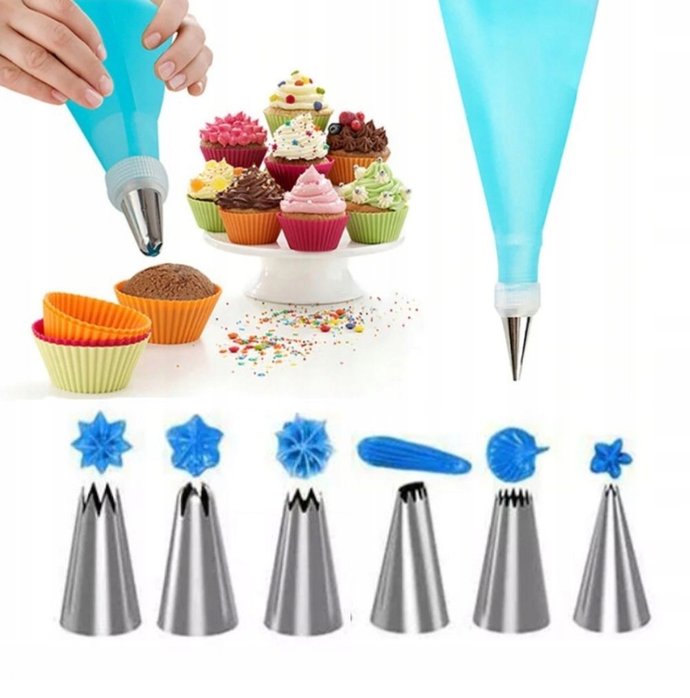 Rękaw worek silikonowy do dekoracji tortów i ciast Tylki 6szt wielorazowy Rodzaj akcesoriów dekorator