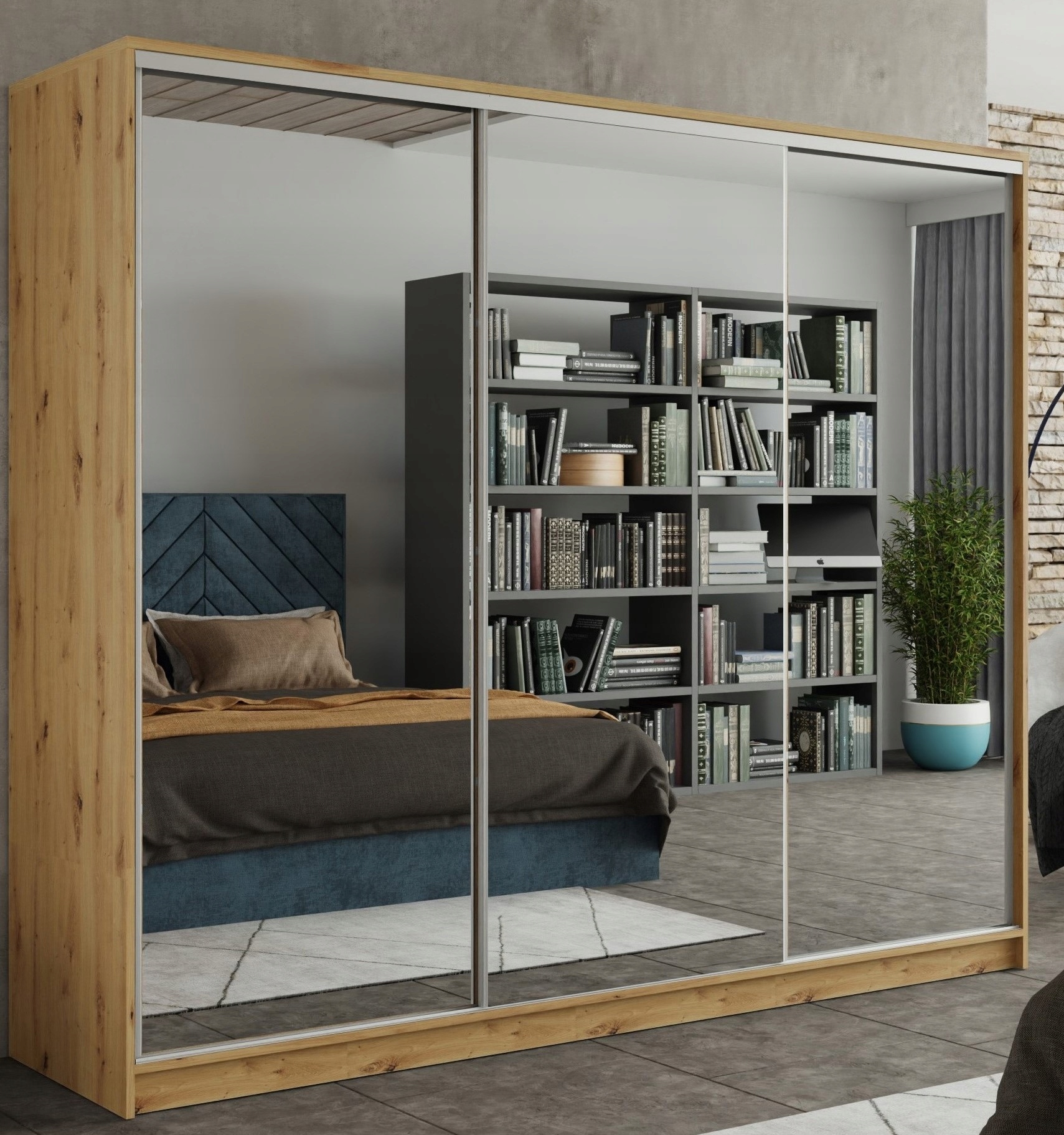 Szafa przesuwna lustro szuflady 200x205x56 ARTISAN PAOLA 10 Marka inna