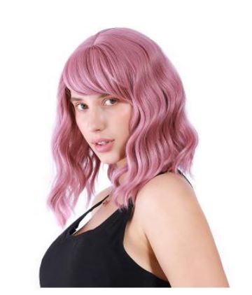 Paruka Bob fialovo-růžová s ofinou 35 cm Vckovcko 11#A