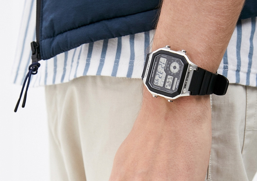 ZEGAREK MĘSKI CASIO DIGITAL AE-1200WH-1C RETRO SPORT WR100 BOX Model AE-1200WH 1CVEF