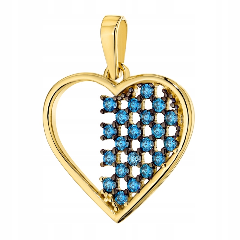Zlatý Přívěsek Přívěsek Dámský pr. 585 Srdce s modrými zirkony 14k