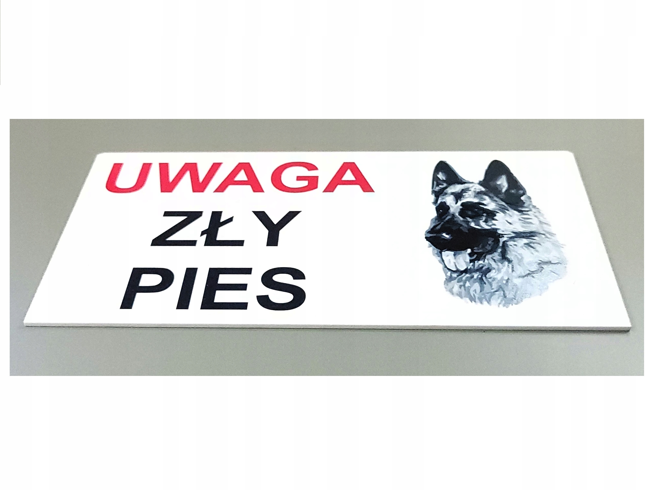 UWAGA ZŁY PIES TABLICZKA INFORMACYJNA 20X10cm UV