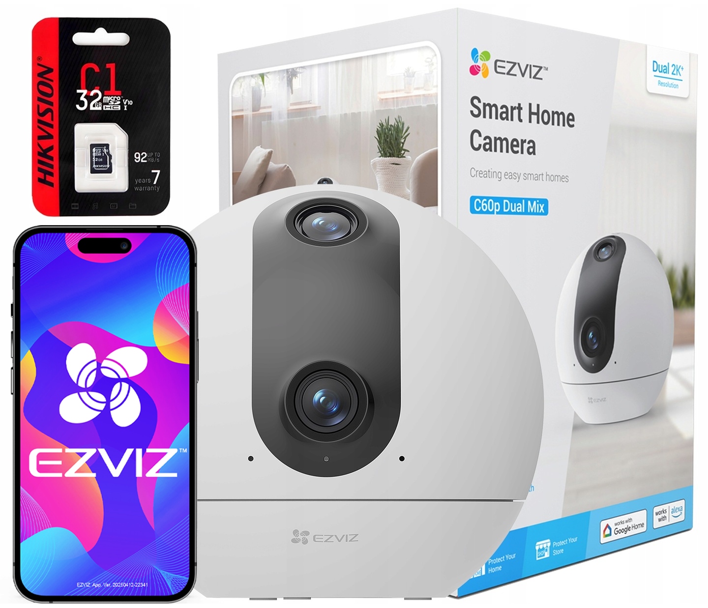 Otočná WiFi kamera Ezviz C60P s duálnym objektívom 6Mpx Sd karta 32GB