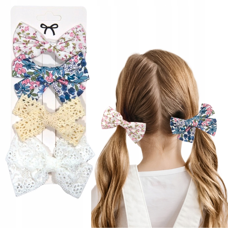 ZESTAW SPINEK DLA DZIEWCZYNKI KOKARDA KWIATY