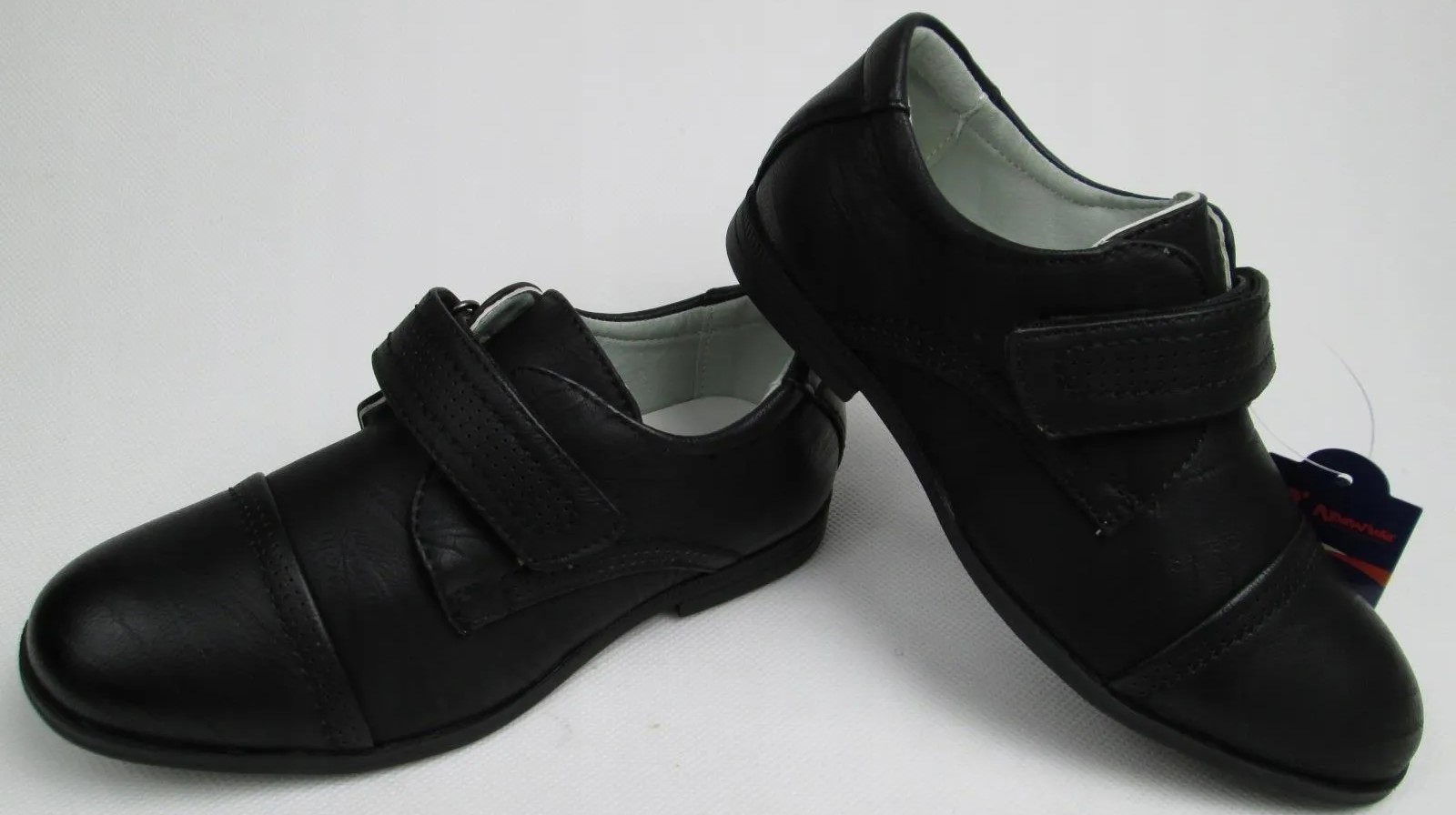 MOKASYNY Trzewiki Półbuty wizytowe WESELE skóra rzep czarne R-29-18cm Kod producenta H599