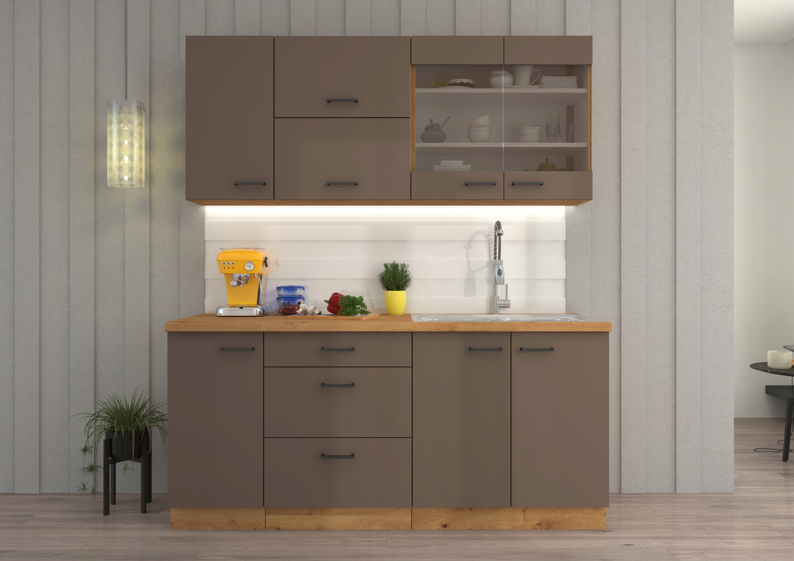 Szafka kuchenna dolna BOLONIA 80 D 2F BB TRUFFLE GREY / DĄB ARTISAN Kod producenta BOLONIATRUFFLEGREYAR80D2FBB